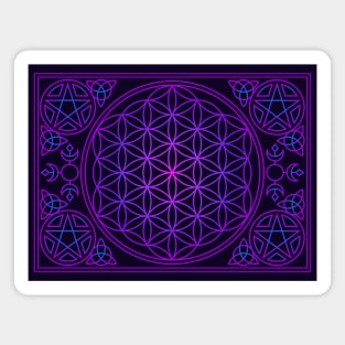 Flower of life Pink Purple and Blue Magnet